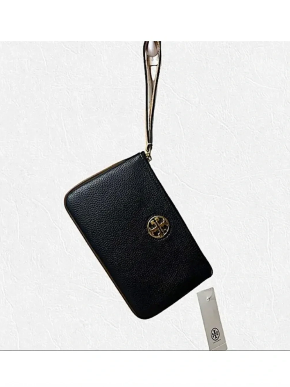 Tory Burch Carson Black with brown details   Wristlet